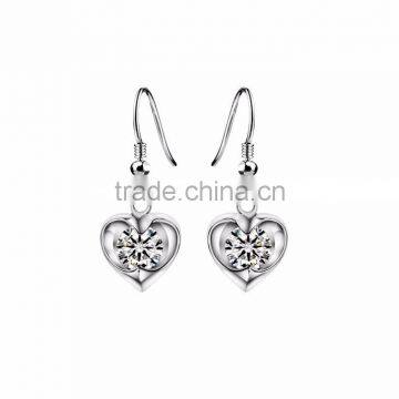 Silver Plated Designer CZ Studded Heart Earrings