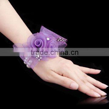Stretch Fabric Flower Bracelets Bridemaid Jewelry Fabric Wrist Corsage Wedding Flower Corsage Bridal Accessories Jewelry photo-5
