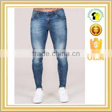 Bleach Wash Denim Jeans, Skinny Jean Trousers for man