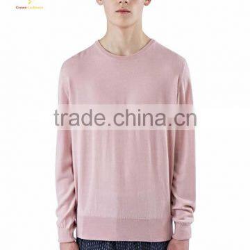 Silk Blended Knitted Fashion Men Crew Neck Sweaters