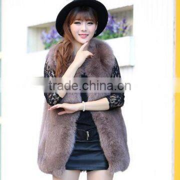 CN-R-34 Real Whole Skin Fox Fur Sleeveless Coat Genuine Fur Leather Waistcoat photo-2