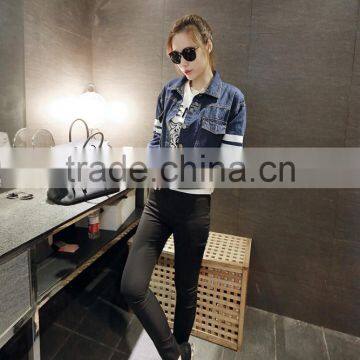 New 2016 BF Style Ladies Denim Jackets Outwear Jeans Coat Short Jackets Women Fashion Letter Print Jeans Coats Female Jackets photo-2