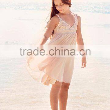 Girls Boutique Clothing Blush Pink Spaghetti Strap Lace Dress Flower Girl Dress photo-2