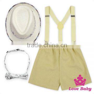 Wholesale Children Infant Clothing Gift Set Strap Shorts With Hat And Bow Tie Baby Clothing Sets photo-6
