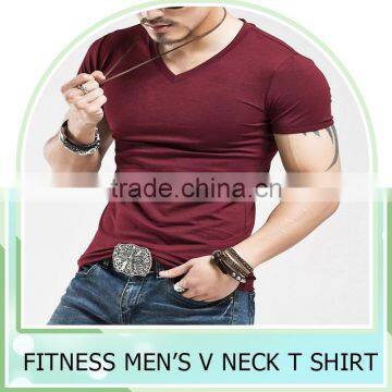 Men's Tops Tees 2016 summer new cotton v neck short sleeve t shirt men fashion trends fitness tshirt