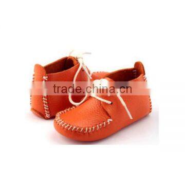 Kid shoe Pure coolor leather safe impore baby shoes china