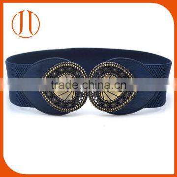 Colored Heart Buckle Wide Endless Canvas Belt with PU Leather