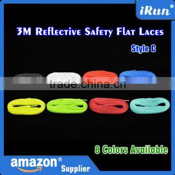 Healthy Material Wholesale Innovational Flat Light Reflecting Shoelace - High Quality Double Face 3M Bulk Flat Reflective Laces