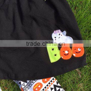 2-7t FALL/Winter Kids OUTFITS 3 Pieces Scarf Pant Sets Pumpkin Aztec Girls Halloween Boutique Clothes Kids Brown Top Sets photo-3