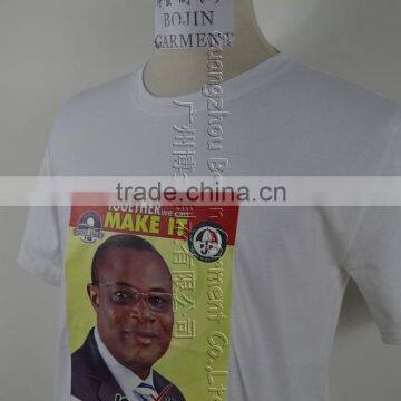 100% Polyester Customized Promotional Cheap Election T-Shirts/white photo-3