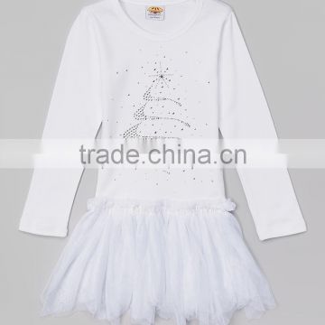 Hot Girl Tutu Dress With White Rhinestone Tree Toddler Dress Girls Clothing Z-TD80804-3