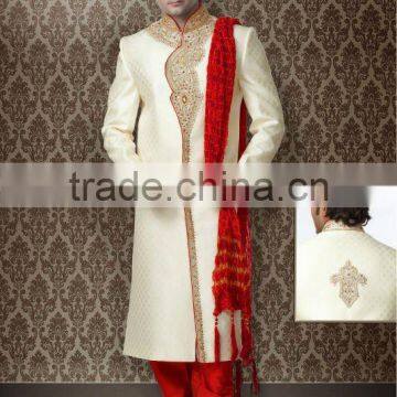 Men's White Designer Stone Work Sherwanis