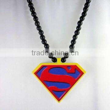Fashion Acrylic Wood Ceramic Necklace Superman Shape