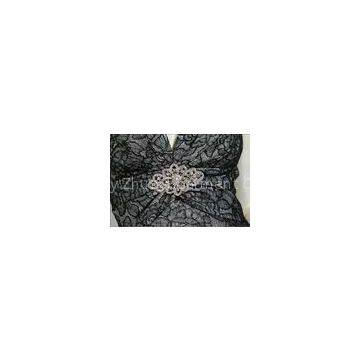 Chiffon Top Lace A Line Floor Length Formal Evening Dress , Open Back Long Dress