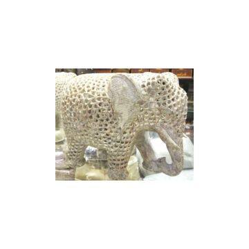 Carved Stone Marble Rock Miniature Mini Elephant Figurine W/Trunk Up Good Luck photo-2
