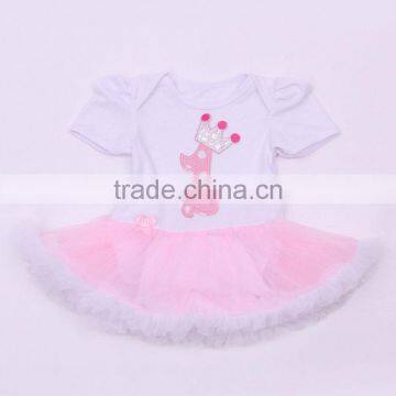 Custom Design Cotton Printed Embellished Baby Dress with Different Size