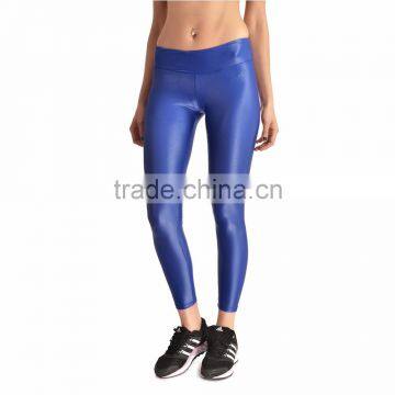 Moshiner Leggings Polyester Spandex Compression Gloss Pants Soft Sexy Tights with High Waist Plus Size Leather Leggings