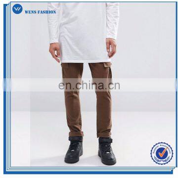 Custom Skinny Cargo Trousers In Brown With Side Pockets Cheap Mens Cargo Pants