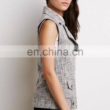 New Arrival Ladies Office Wear Clothing Off-center Zippered Front Women Vest