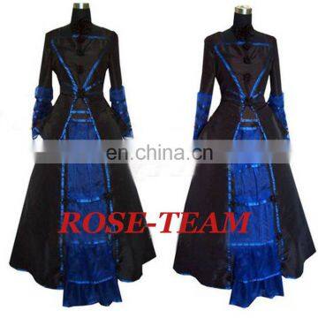 Rose Team-Free Shipping Custom-made Elegant Dark Blue Medieval Victorian Dress Costume Gothic Punk Costume