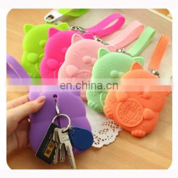 Multifunction Dollar cat soft silicone keychain wallet