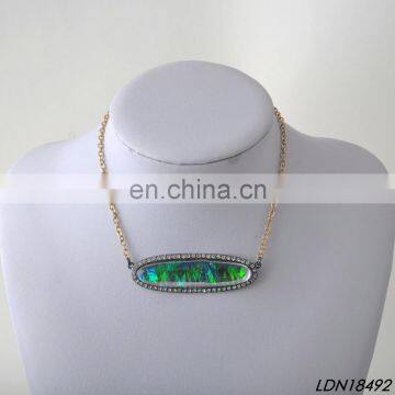 rhinestone Abalone Shell pendant necklace