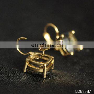 Square Beryl Gold Plated Earrings Finding Clip