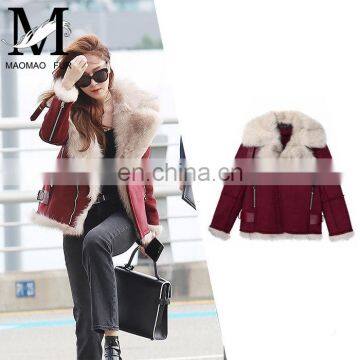 2016 New Style Wholesale Genuine Sheepskin Ladies Winter Korean Jacket