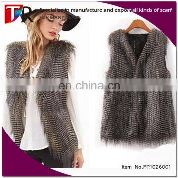 fashion brand new fake peacock fur lady vest cost faux fur vest