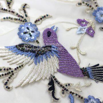 Lace Product Type and Terial Brocade Fabric100% Polyester Lace Product Type Bird Pattern Ma photo-2