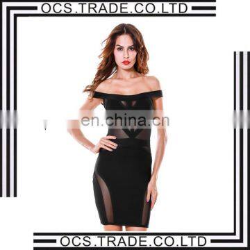 Shiny Diamond Neckline sexy Sleeveless Charming Black Party Dress Evening Dresses