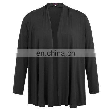 Hanna Nikole Women's Comfortable Long Sleeve Open Front Black Coat Tops Plus Size 0X~3X HN0035-1