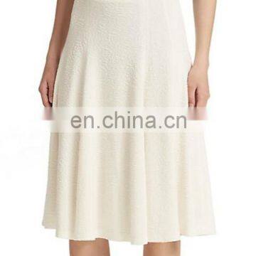 America Fashion Design Fall Skirt Pleated Casual White Long Floral Jacquard Lady Skirt