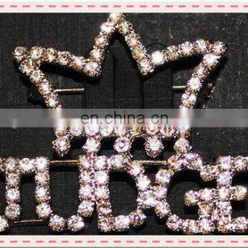 rhinestone LETTER pin tiara design crystal brooch