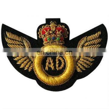 Gold Bullion Wire Embroidered Wing badge, crest, patch | Embroidered Wing Badges | Embroidered Uniform Wings