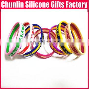 beutiful 3 layers silk printing silicone wristbands