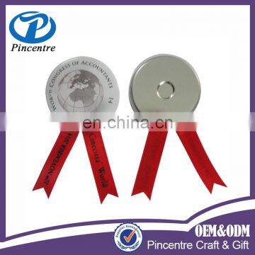 Top sale best quality cheap ribbon badge/ ribbon metal badge