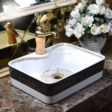 Unique design basin china coloured square shape bathroom wash basin