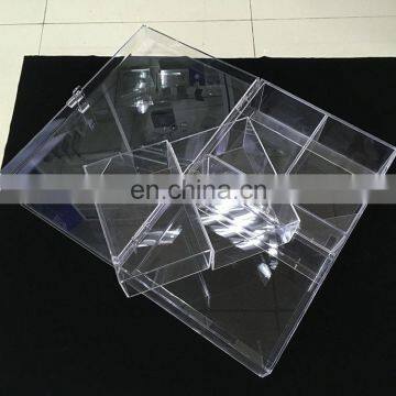 Factory Custom Plexiglass Lucite Big Large Clear Acrylic Storage Box Hinged Cover With 4 Small Case Suitcase photo-4