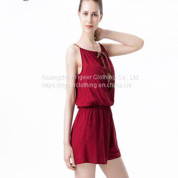 Sleeveless Spaghetti Strap Ladies’ Red Jumpsuit