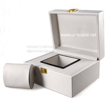 High-end watch gift box white pu leather flip watch box spot wholesale