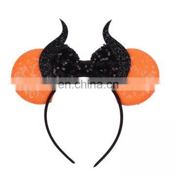 Halloween Minnie Ears Headband Minnie Headband And Bow Custom Hair Wraps photo-3