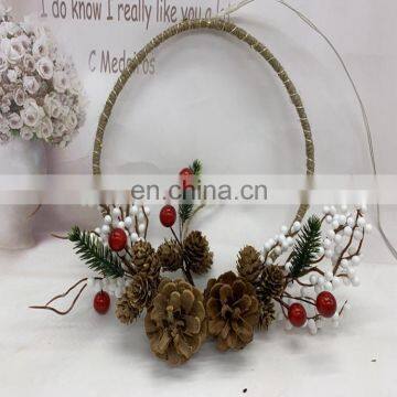 Christmas Pinecone/Cotton And Berry Wreath Copper Wire String Light