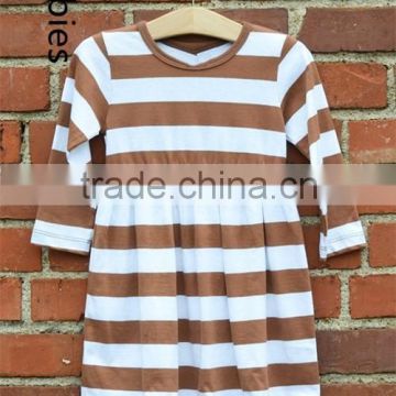 Long sleeve one-piece dress for girls latest pretty stripe knit dress