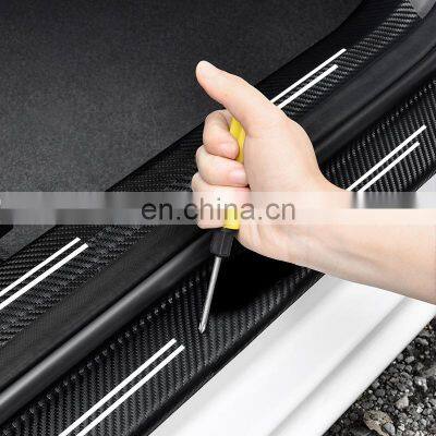 4pcs Car Sticker Door Carbon Leather Fiber Sill Plate photo-5