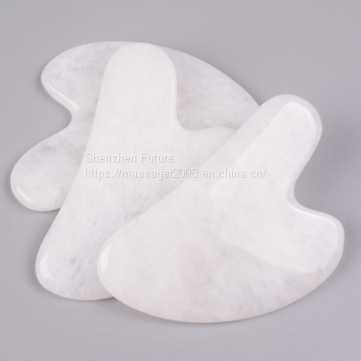 100% Natural Anti Aging Jade Face Massage Clear Crystal Guasha White Clear quartz gua sha