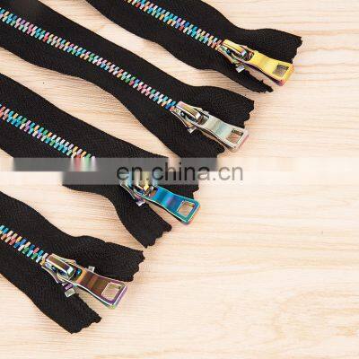 Rainbow Nylon Colored Resin Decorative Metal Rainbow Zipper Tape