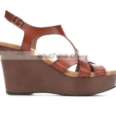 Unique attractive color design high heels cross straps wedges platform women sandals shoes