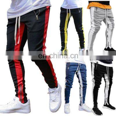 Summer drawstring trousers zipper double pocket long men's sports casual pants