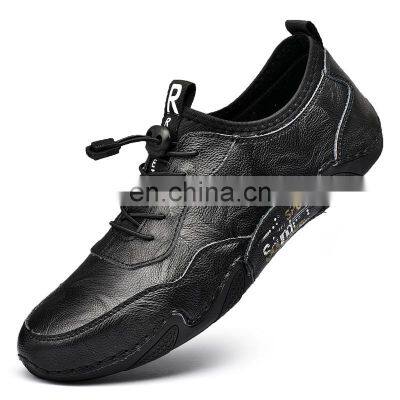 Factory Outlet 2021 Christmas Men's Leather Breathable Men's Shoes Fashion Customized XL White Flat Casual Sneakers